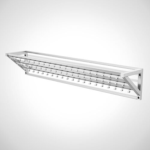 Wall-mounted stainless steel work coat hook rail type KHL-W 3x20 standard, art. no. 18.00.04.05 