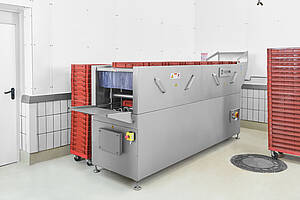 Durchlauf-Waschanlage mit Abblasung für bis zu 160 Euronormbehälter, ID 24-61554 