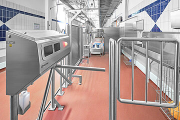 Personnel hygiene station with PROFILGATE wheel cleaning Meat and sausage company (Perwenitz, Germany | Mohn GmbH