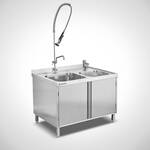 Sink unit cabinet with revolving doors, sensor faucet and dish shower Type SPS-2B-OA 110-80, ID 23-61464 