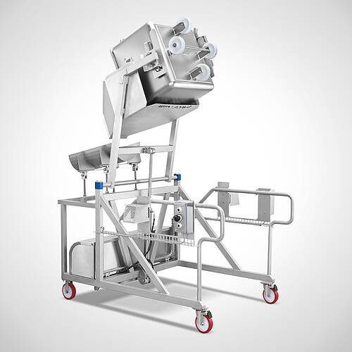 Fahrbarer Swing-Loader Typ SL-HBW-F 350-1400 mit Spezialschütte zur Tumblerbeschickung, ID 25-62144-1.1 