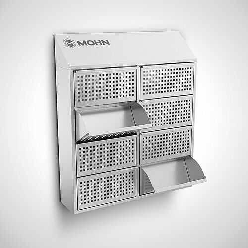 Wall-mounted stainless steel dispenser system for disposable protective equipment type EWS-W 4-2 SON, ID 23-60131