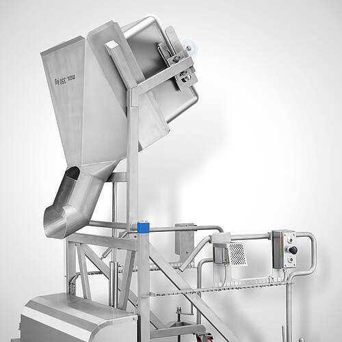 Fahrbarer Swing-Loader Typ SL-HBW-F 350-1400 mit Trichterschütte zur Tischentleerung, ID 25-62144-2.1 