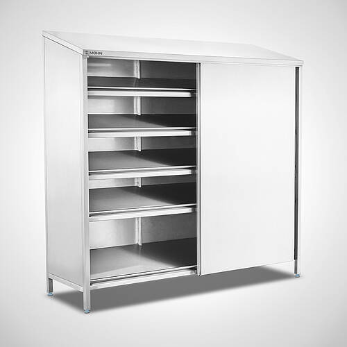 Edelstahl-Lagerschrank für Euronormbehälter Typ LS-EK 5/5, Art.-.Nr. 44.20.09.20, Kapazität: 5 Etagen je 5 Behälter nebeneinander Edelstahl-Lagerschrank für Euronormbehälter Typ LS-EK 5/5, Art.-.Nr. 44.20.09.20, Kapazität: 5 Etagen je 5 Behälter nebeneinander