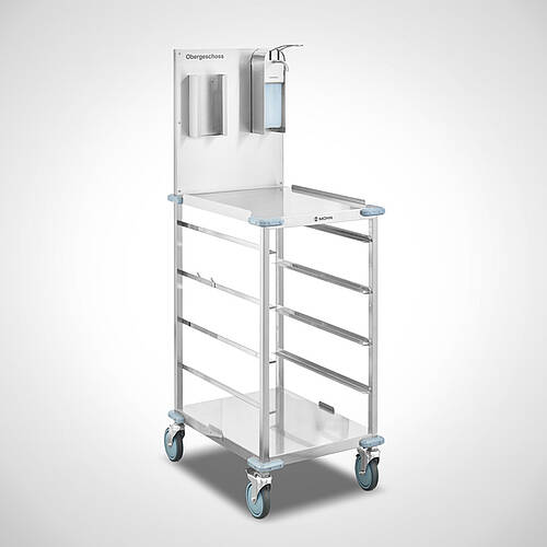 Stainless steel patient care trolley (bandage trolley) type PFW-4/523-668 for professional patient care, Id-No. 25-12562 