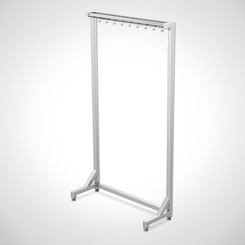 Work coat hook rail with stainless steel stand, type KHL-S 1x10 standard, art. no. 18.00.04.10 
