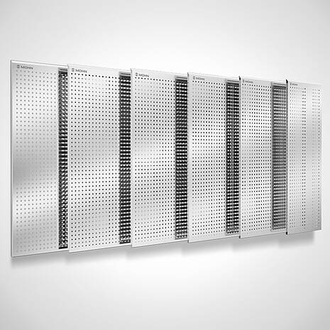 Various perforated panel sizes with sloping roof for tools and organization systems Type LW-W | Mohn GmbH