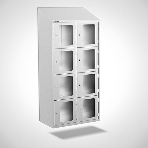 Wall-mounted stainless steel compartment locker with doors, type FSA4-WH-VA-EU 2 compartments - 400 mm compartment width, art. no. 46.10.05.23 