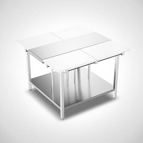 Doppelstufenarbeitstisch Highline mit Zwischenboden Typ DST-B-120-70 HL | Mohn GmbH