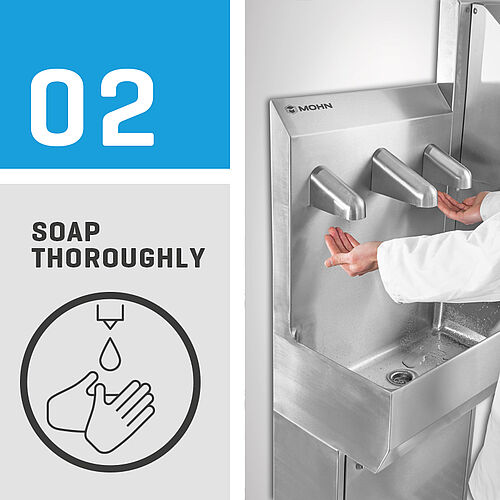 Hygiene sequence, step 2: Soap thoroughly 