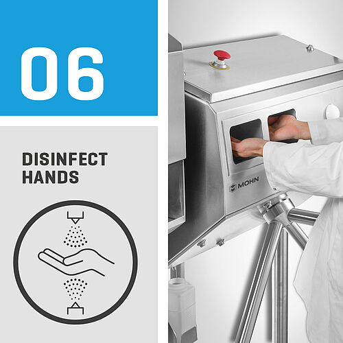 Hygiene sequence, step 6: Disinfect hands 