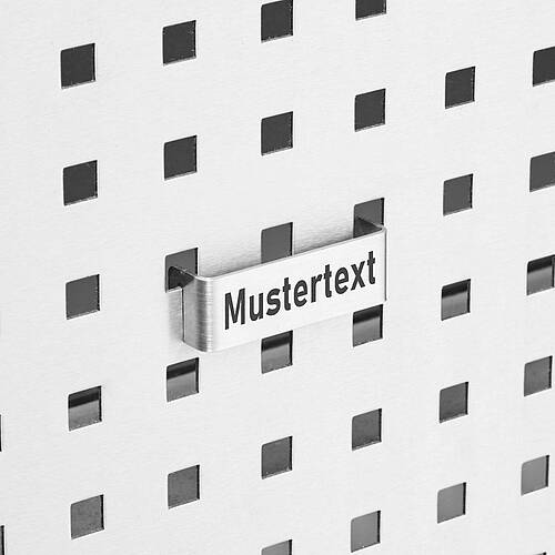 Beschriftungs-Aufhänger für Lochwand/Werkzeugwände Typ BA-60 (60 mm breit), Art.-Nr. 44.20.04.40, beschriftet 