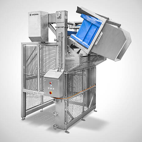 Double-Column Lift and Tilting System for large boxes with side container feed Type HKV-BB 2 | Mohn GmbH