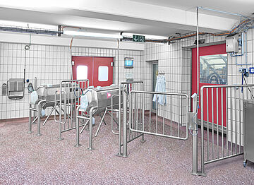 Personnel hygiene station in slaughterhouse and cutting plant for pigs (meat products industry) | Mohn GmbH