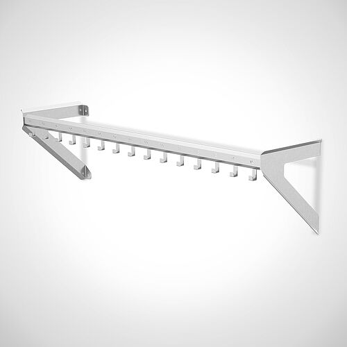 Wall-mounted work coat hook rail made of stainless steel, type KHL-W 1x15 Ecoline, art. No. 18.00.04.23 