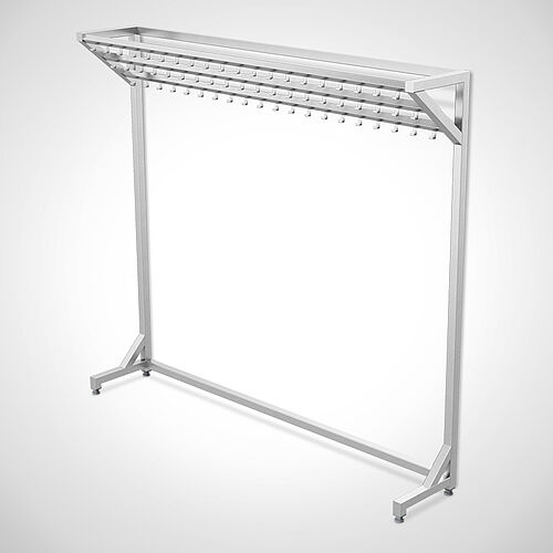 Work coat hook rail with stainless steel stand, type KHL-S 3x20 standard, art. no. 18.00.04.15 