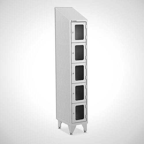 Stainless steel compartment locker with acrylic glass doors, type FSA5-AF-VA-EU, 1 compartment with 300 mm compartment width, item no. 46.10.05.50 