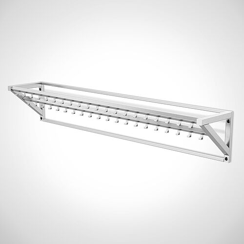 Wall-mounted stainless steel work coat hook rail type KHL-W 2x20 standard, art. no. 18.00.04.04 
