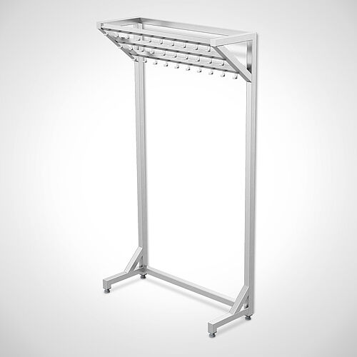 Work coat hook rail with stainless steel stand, type KHL-S 3x10 standard, art. no. 18.00.04.12 