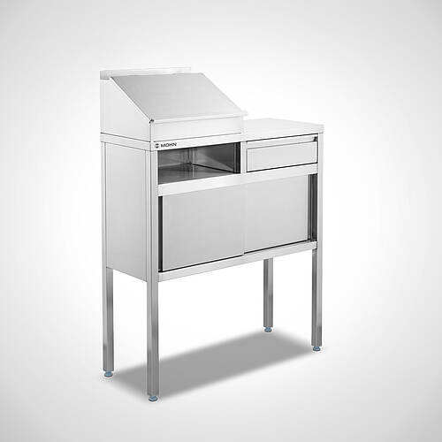 Stehpultschrank (Etikettendruckerschrank) aus Edelstahl Typ SPG-SZ-S-110-43-SONDER, ID 24-63191 
