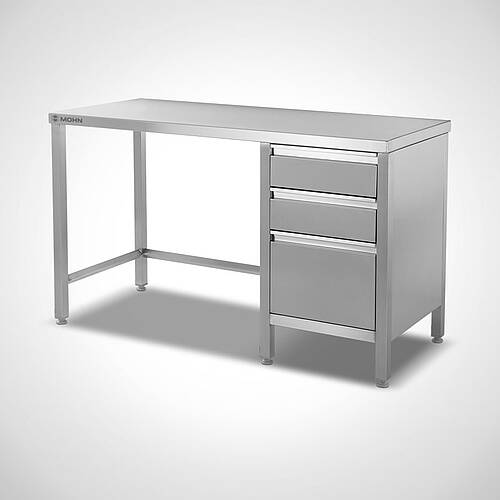 Stainless steel work table type AT-U-SR 140/60 without rear upstand, item no. 20.00.08.20 