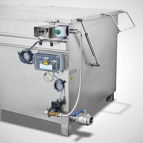Preparation basin (container) for plastination type PPB 200-100, ID 24-63089, detail rear with Siemens logo control unit