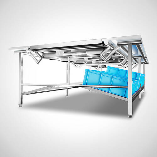 Beidseitig bedienbarer Highline Zerlege- und Sortiertisch Typ ZST-2 HL 2/6 300-180, Art.-Nr. 30.00.23.05