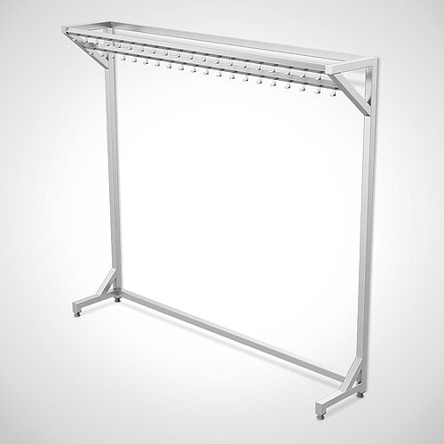 Work coat hook rail with stainless steel stand, type KHL-S 2x20 standard, art. no. 18.00.04.14 
