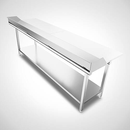 Ergonomischer Stufenarbeitstisch Highline Typ SAD-B 240-70 HL mit 1 Ablageboden, Art.-Nr. 33.00.04.53 