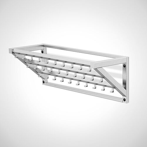 Wall-mounted stainless steel work coat hook rail type KHL-W 3x10 standard, art. no. 18.00.04.02 