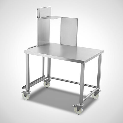 Fahrbarer Kommissioniertisch aus Edelstahl Typ AT-U/F SON 100-70, ID 22-63012 