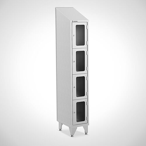 Stainless steel compartment locker with acrylic glass doors, type FSA4-AF-VA-EU, 1 compartment with 300 mm compartment width, item no. 46.10.05.30 