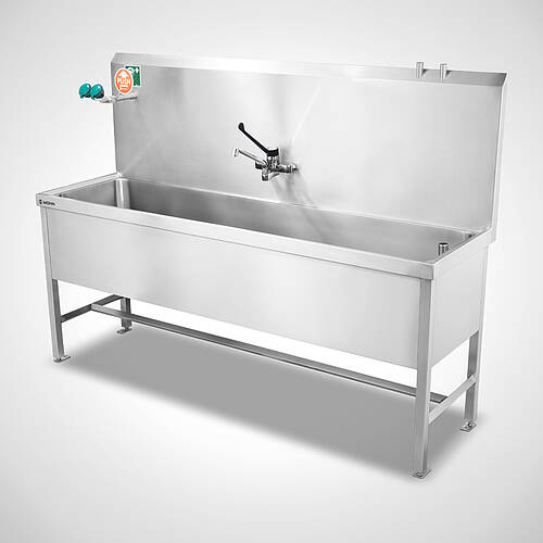 Teilewaschplatz mit 4 Standfüßen Typ TW-G-S 200/59 SON mit optionalem Einhebelmischer und Augendusche, 25-60703-11.1 