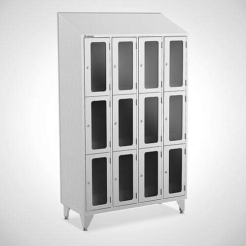 Stainless steel compartment locker with doors type FSA3-AF-VA-EU 3 compartments - 400 mm compartment width, art. no. 46.10.05.15 