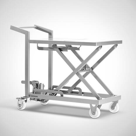 Fahrbarer Scheren-Hubtisch aus Edelstahl | Mohn GmbH