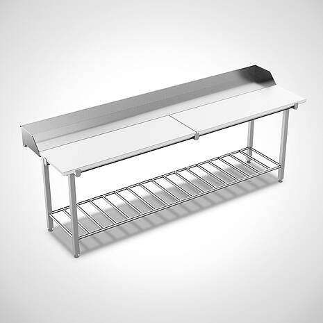 Stufenarbeitstisch Highline mit Ablagerost und dreiseitiger Aufkantung Typ SAD-R-240-70 HL | Mohn GmbH