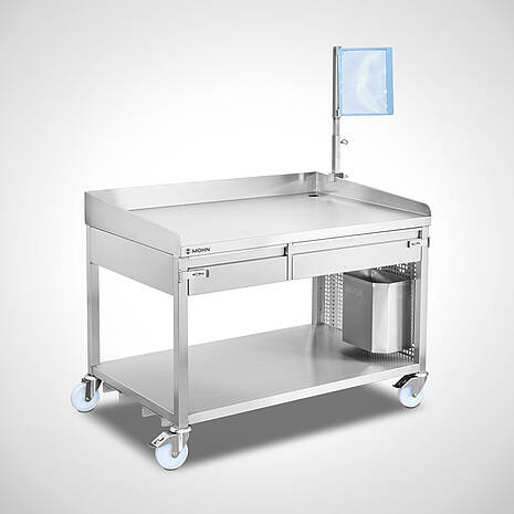 Stainless steel work table for quality assurance in the fruit and vegetable department | Mohn GmbH