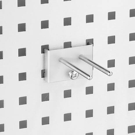 Diverse doppelte Werkzeughalter mit geradem Dorn in verschiedenen Längen Typ DWZH-GD zur Anbringung an Lochwand/Werkzeugwand | Mohn GmbH