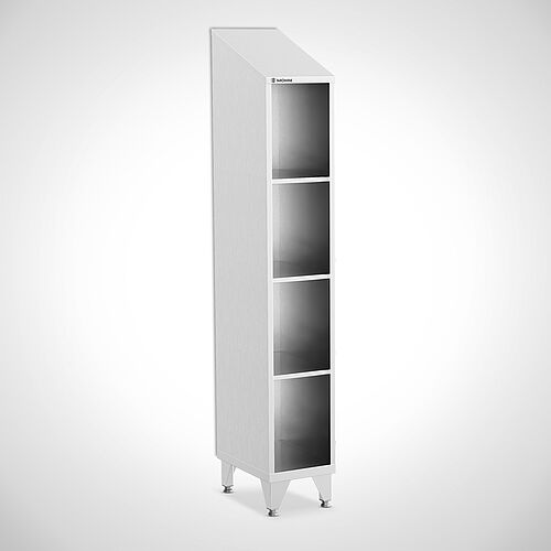  Open compartment cupboard made of stainless steel type FS4-AF-VA-EU-O-1-3 with 1 compartment in 300 mm compartment width, art. no. 45.10.06.30 