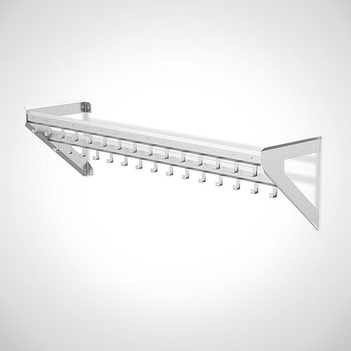Wall-mounted work coat hook rail made of stainless steel, type KHL-W 2x15 Ecoline, art. No. 18.00.04.24 