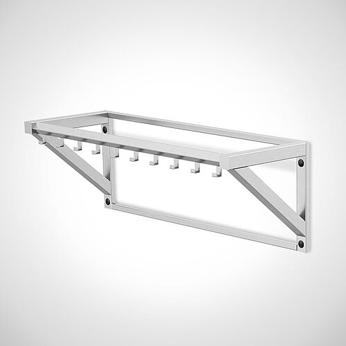 Wall-mounted stainless steel work coat hook rail type KHL-W 1x10 standard, art. no. 18.00.04.00 