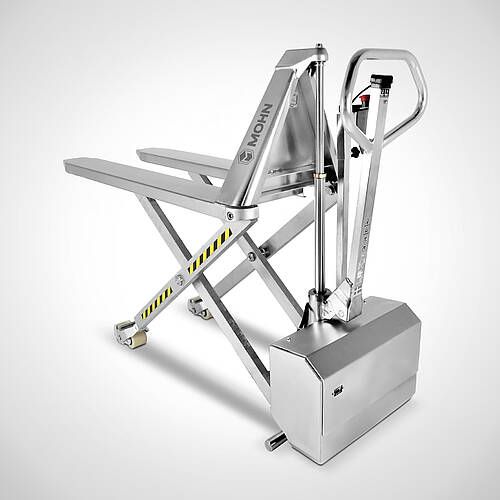 Scheren-Gabelhubwagen Typ SHW-E /Plus aus nahezu 100%% Edelstahl mit elektrischer Bedienung, Art.-Nr. 30.00.01.24