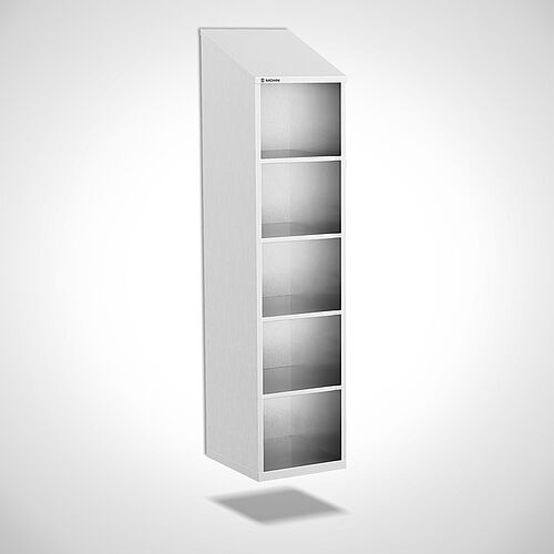 Offener Fächerschrank aus Edelstahl Typ FS5-WH-VA-EU-O-1-4 mit 1 Abteil in 400 mm Abteilbreite, Art.-Nr. 45.10.06.41 