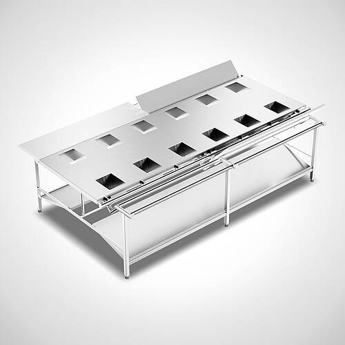 Beidseitig bedienbarer Highline Zerlege- und Sortiertisch Typ ZST-2 HL 2/6 300-180, Art.-Nr. 30.00.23.05 