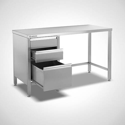 Stainless steel work table type AT-U-SL 140/60 without rear upstand, item no. 20.00.07.70 