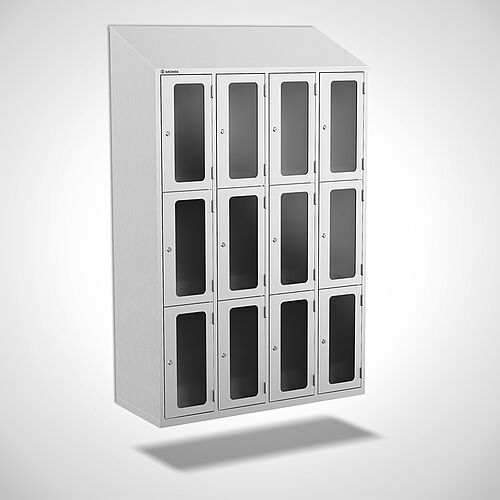Wall-mounted stainless steel compartment locker with doors, type FSA3-WH-VA-EU 3 compartments - 400 mm compartment width, art. no. 46.10.05.05 