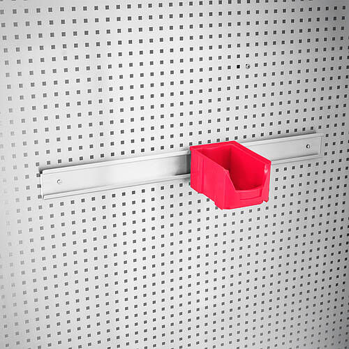 Halteschiene für Sichtlagerkasten Typ HSK 900, 900 mm lang, Art.-Nr. 44.20.04.13