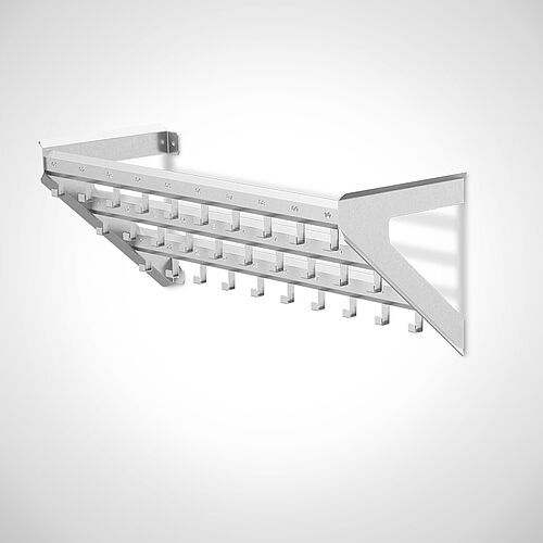 Wall-mounted work coat hook rail made of stainless steel, type KHL-W 3x10 Ecoline, art. No. 18.00.04.22 
