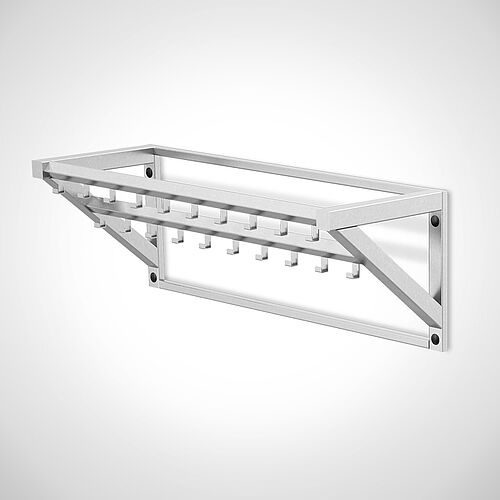 Wall-mounted stainless steel work coat hook rail type KHL-W 2x10 standard, art. no. 18.00.04.01 