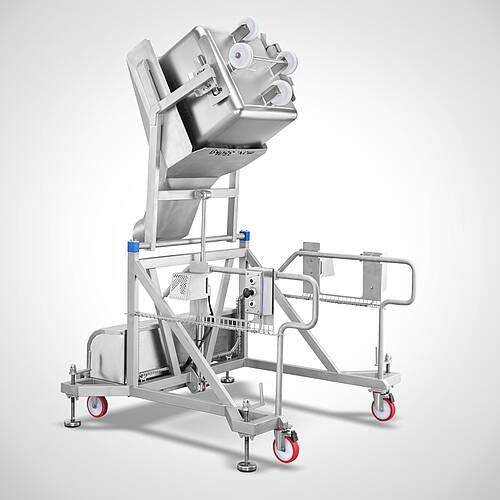 Fahrbarer Swing-Loader Typ SL-HBW-F 350-1400 mit Trichterschütte zur Tischentleerung, ID 25-62144-2.1 